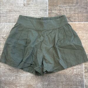Rewash Olive Green Linen-Blend Pull-On Shorts with Pockets Size XS